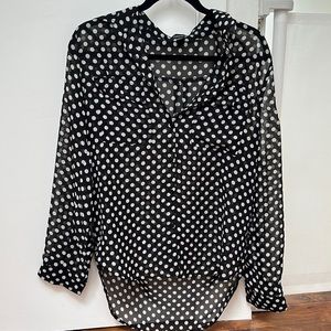 Sheer polka dot button down